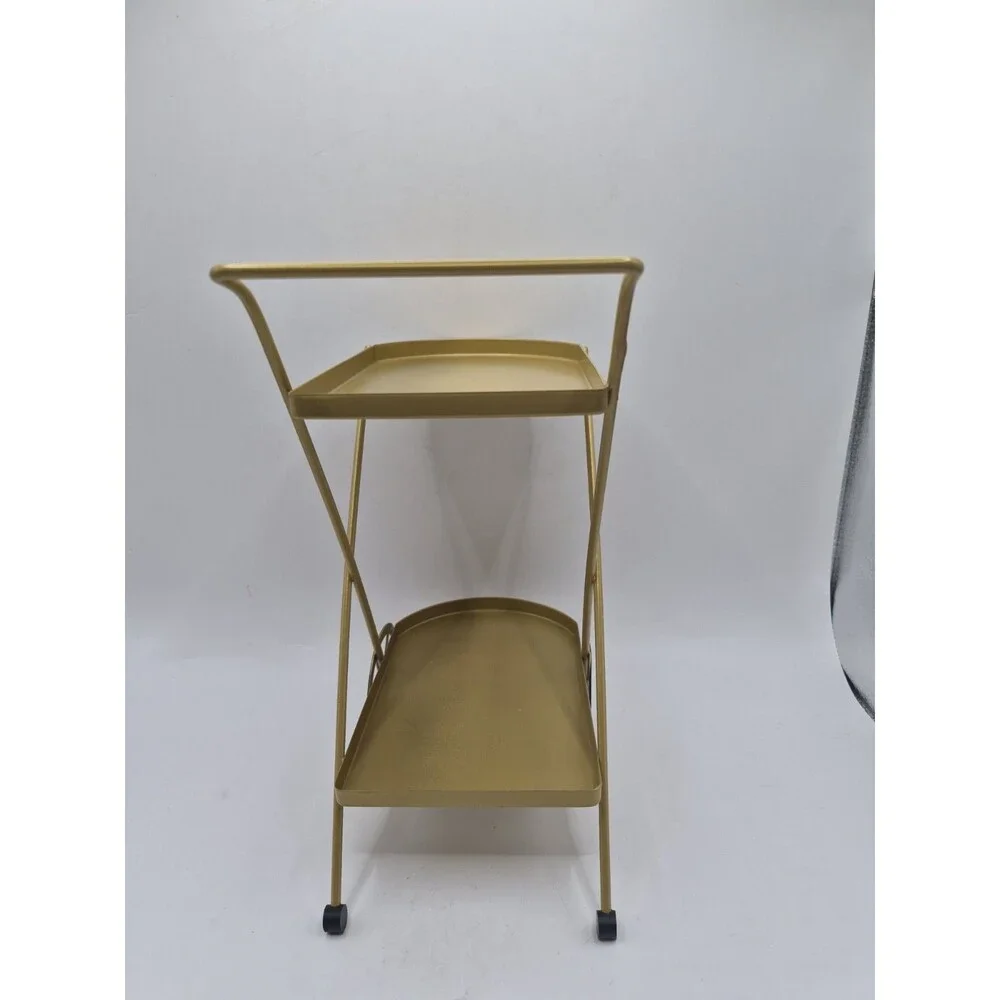 Bullseye Playground Gold 2-Tier Mini Coffee Bar Cart Kitchen Decor Metal